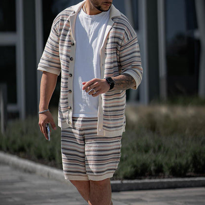 Men's Summer Two-Piece Set with Short Sleeve T-Shirt and Shorts – Casual Sports Outfit