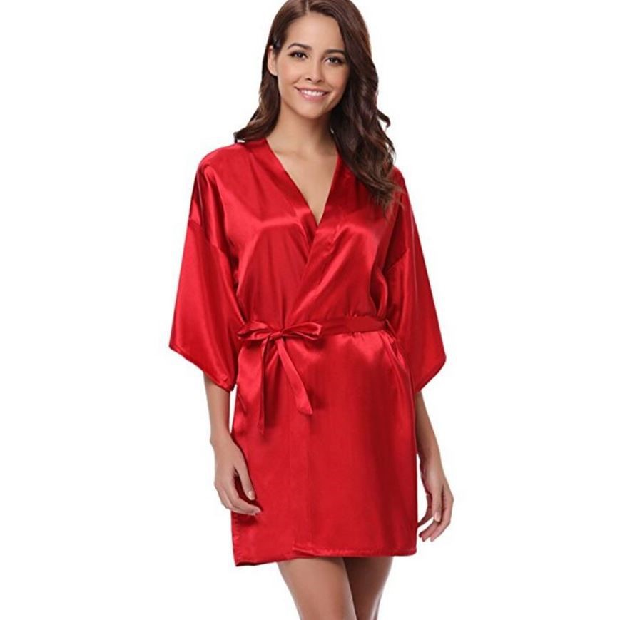 Abito Vestaglia Senza Maniche Stile Kimono da Donna – Effetto Satinato