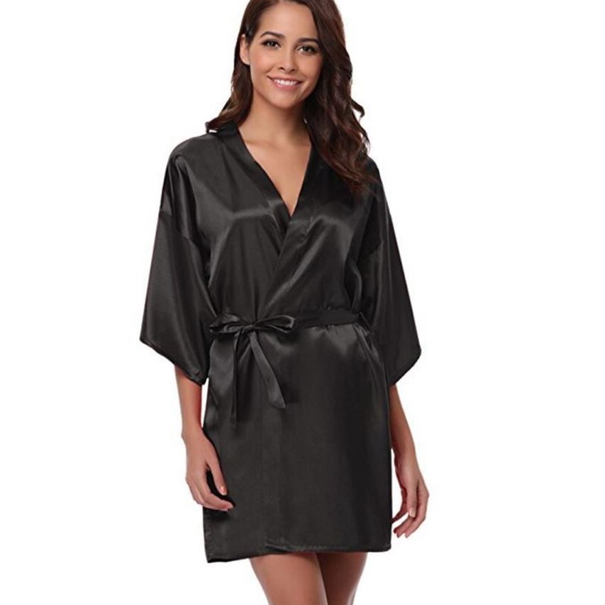 Abito Vestaglia Senza Maniche Stile Kimono da Donna – Effetto Satinato