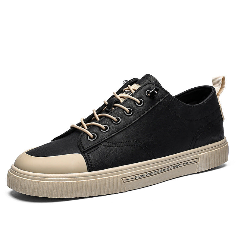 Sneakers Basse Da Uomo Con Lacci, Punta A Contrasto E Suola Piatta Testurizzata.