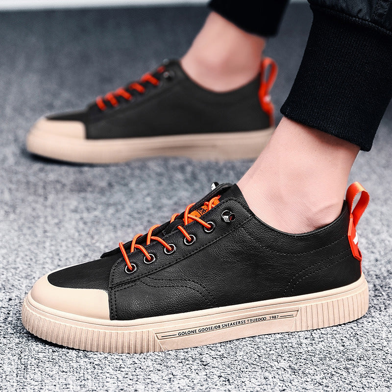 Sneakers Basse Da Uomo Con Lacci, Punta A Contrasto E Suola Piatta Testurizzata.
