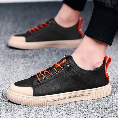 Sneakers Basse Da Uomo Con Lacci, Punta A Contrasto E Suola Piatta Testurizzata.