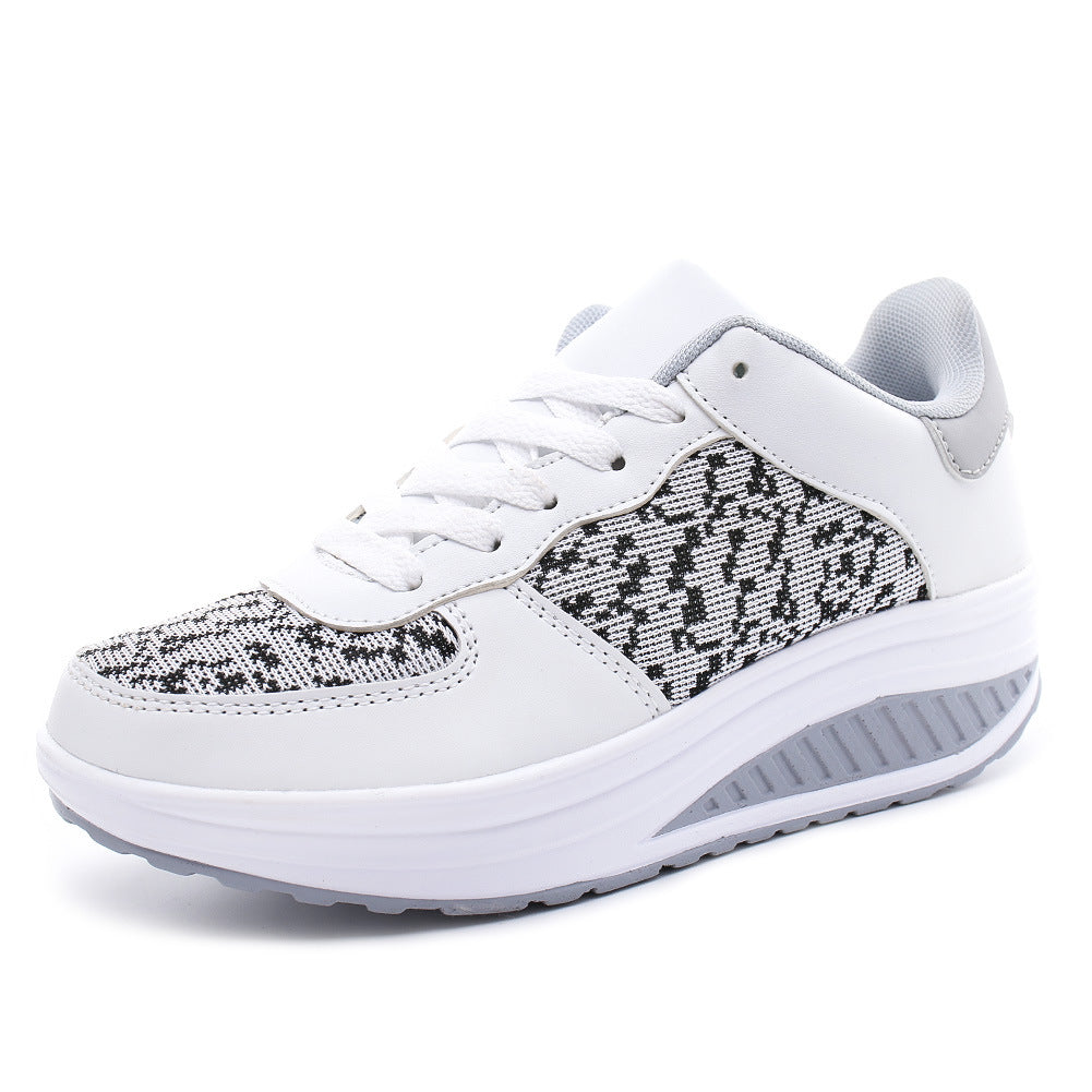 Women's Platform Sneakers with Laces – Breathable Mesh and Round Toe