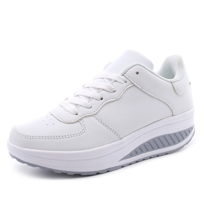 Women's Platform Sneakers with Laces – Breathable Mesh and Round Toe