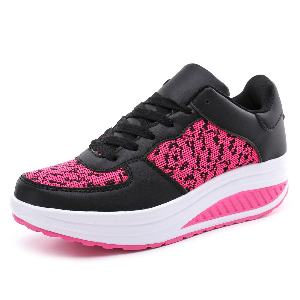 Women's Platform Sneakers with Laces – Breathable Mesh and Round Toe