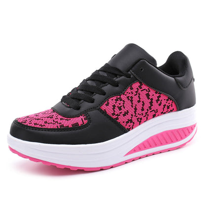 Women's Platform Sneakers with Laces – Breathable Mesh and Round Toe