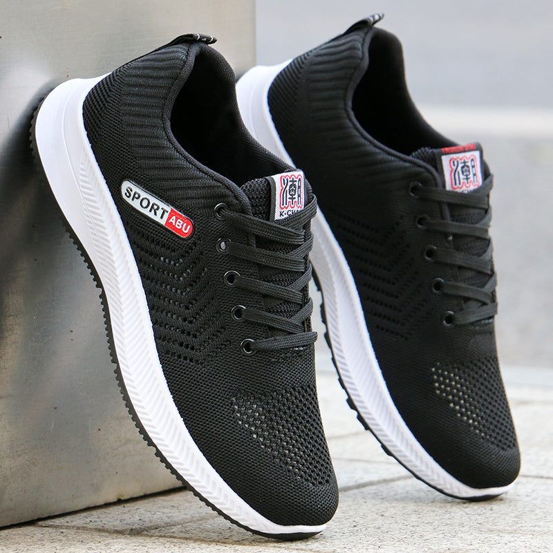 Men's Running Shoes with Laces, Flat Heel, and Non-Slip Rubber Sole