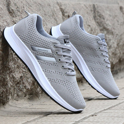 Men's Running Shoes with Laces, Flat Heel, and Non-Slip Rubber Sole