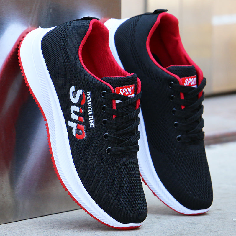Men's Running Shoes with Laces, Flat Heel, and Non-Slip Rubber Sole