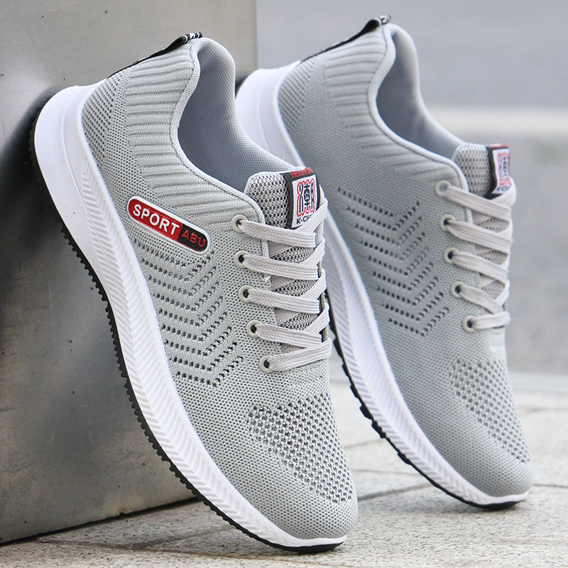 Men's Running Shoes with Laces, Flat Heel, and Non-Slip Rubber Sole