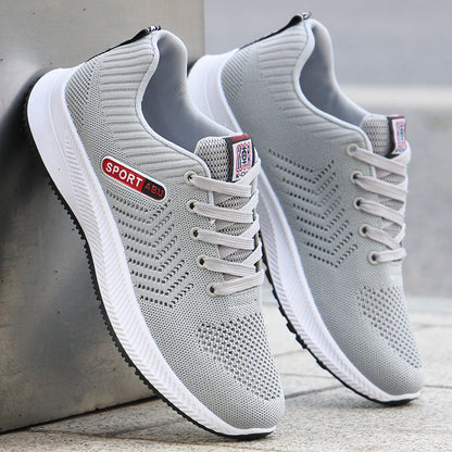 Men's Running Shoes with Laces, Flat Heel, and Non-Slip Rubber Sole