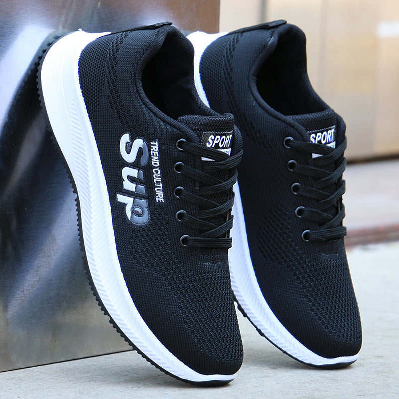 Men's Running Shoes with Laces, Flat Heel, and Non-Slip Rubber Sole
