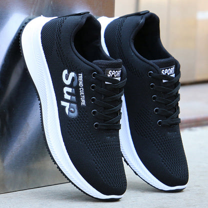 Men's Running Shoes with Laces, Flat Heel, and Non-Slip Rubber Sole