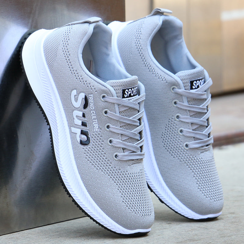 Men's Running Shoes with Laces, Flat Heel, and Non-Slip Rubber Sole