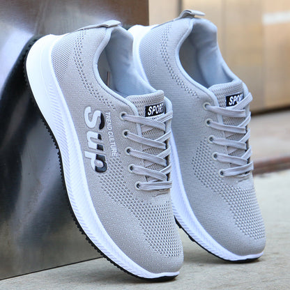 Men's Running Shoes with Laces, Flat Heel, and Non-Slip Rubber Sole