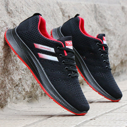 Men's Running Shoes with Laces, Flat Heel, and Non-Slip Rubber Sole