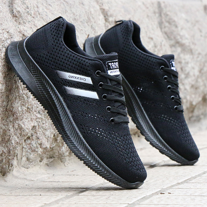 Men's Running Shoes with Laces, Flat Heel, and Non-Slip Rubber Sole