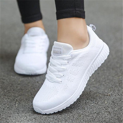 Women's Breathable Sneakers with Laces – Round Toe and Low Heel