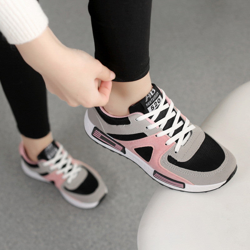Women's Breathable Sneakers with Laces – Round Toe and Low Heel