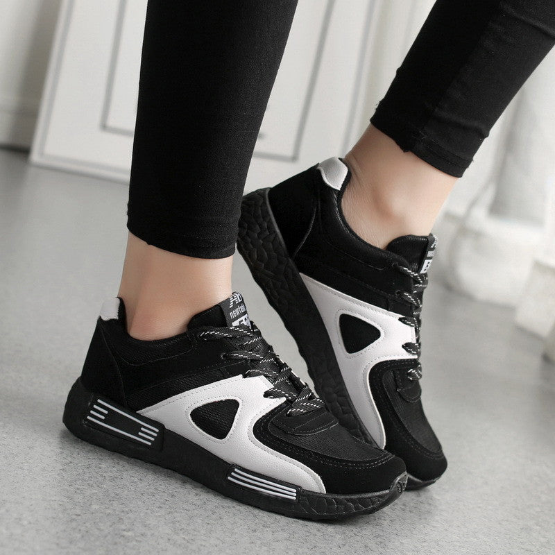 Women's Breathable Sneakers with Laces – Round Toe and Low Heel
