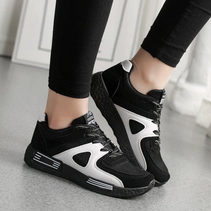 Women's Breathable Sneakers with Laces – Round Toe and Low Heel