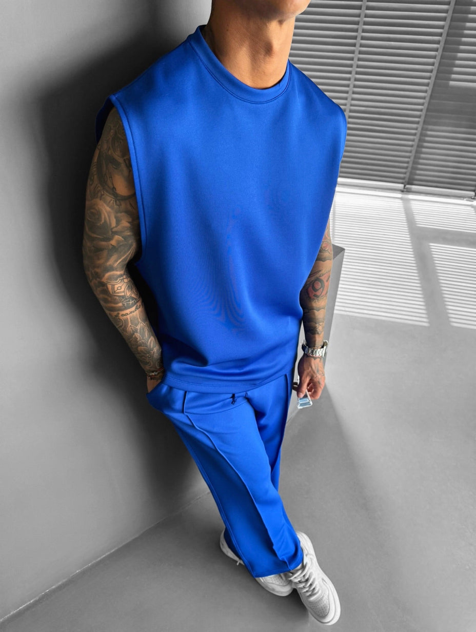 Men's Lounge Set with Sleeveless Top and Tailored Pants