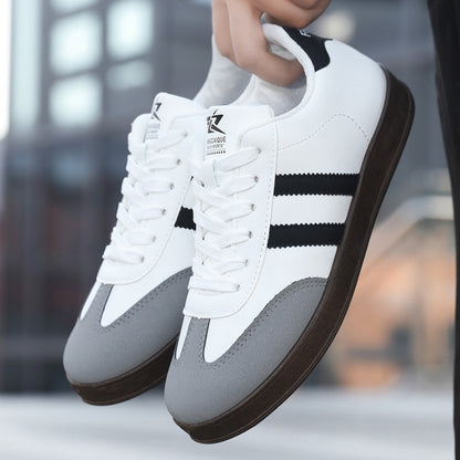 Sneakers Basse Da Uomo In Stile Retrò Con Strisce A Contrasto, Inserti Effetto Scamosciato E Suola Piatta.