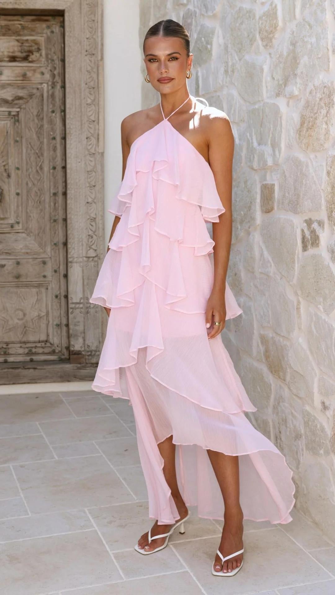 Abito Lungo Donna con Spalle Scoperte e Stampa Floreale – Stile Estivo