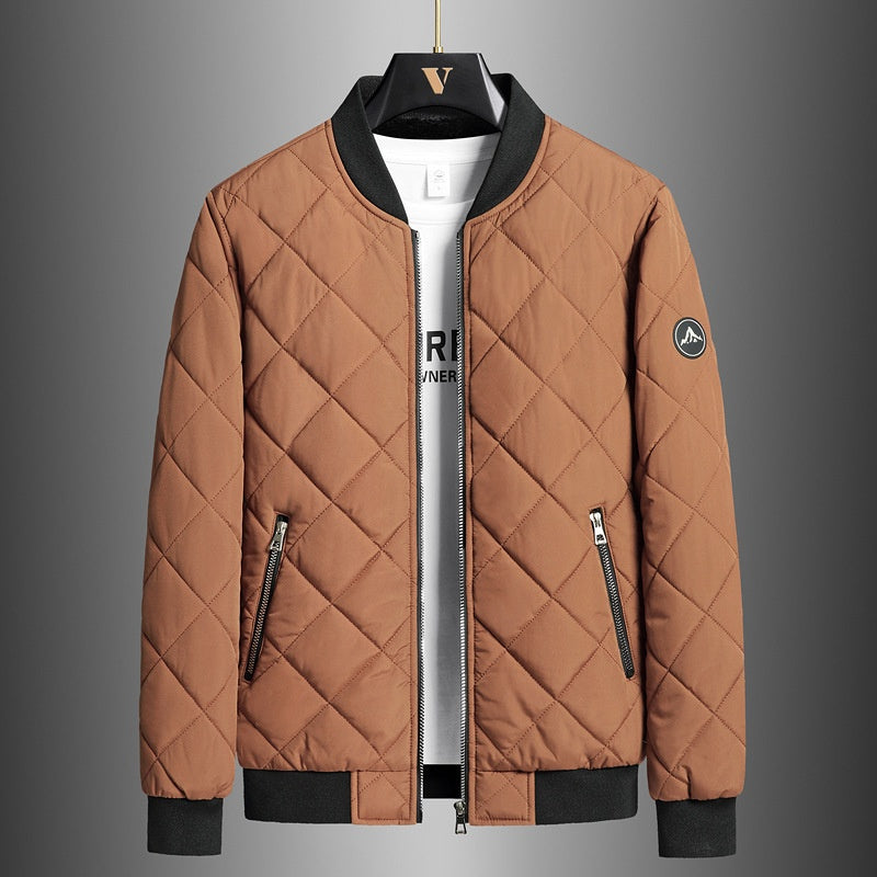 Men's Padded Winter Jacket Plus Sizes with Insulating Lining and High Collar