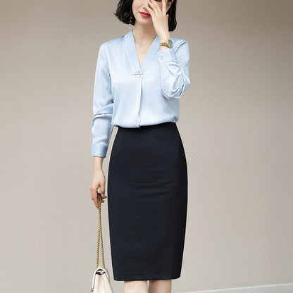 Women's Autumn/Winter Medium Length Skirt Over the Knee, Slim Fit with Velvet Padding