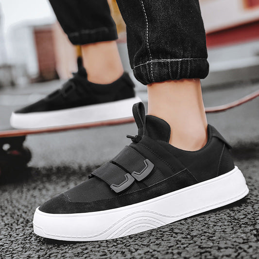 Zapatos de hombre con suela de plataforma y tira elástica – estilo deportivo elevado
