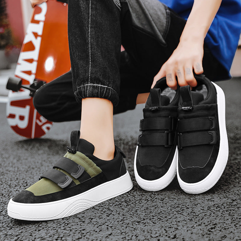 Zapatos de hombre con suela de plataforma y tira elástica – estilo deportivo elevado