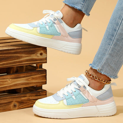 Women's Platform Sneakers with Laces and Round Toe – Raised Sole