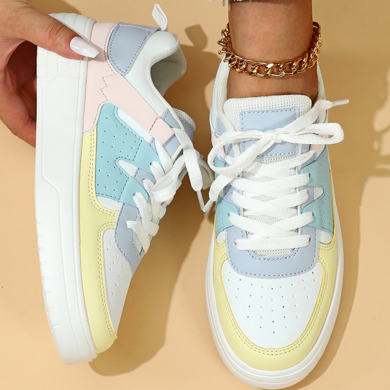 Women's Platform Sneakers with Laces and Round Toe – Raised Sole