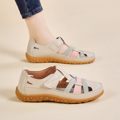 Sandali Donna Retrò con Chiusura a Strappo, Punta Tonda e Suola Morbida – Sandali Casual