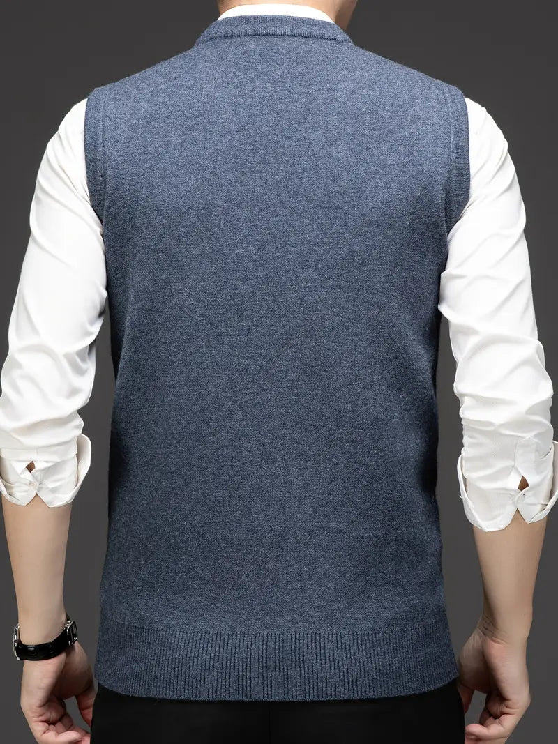 Chaleco para Hombre de Punto con Cuello en V Slim Fit