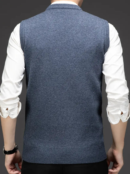 Chaleco para Hombre de Punto con Cuello en V Slim Fit