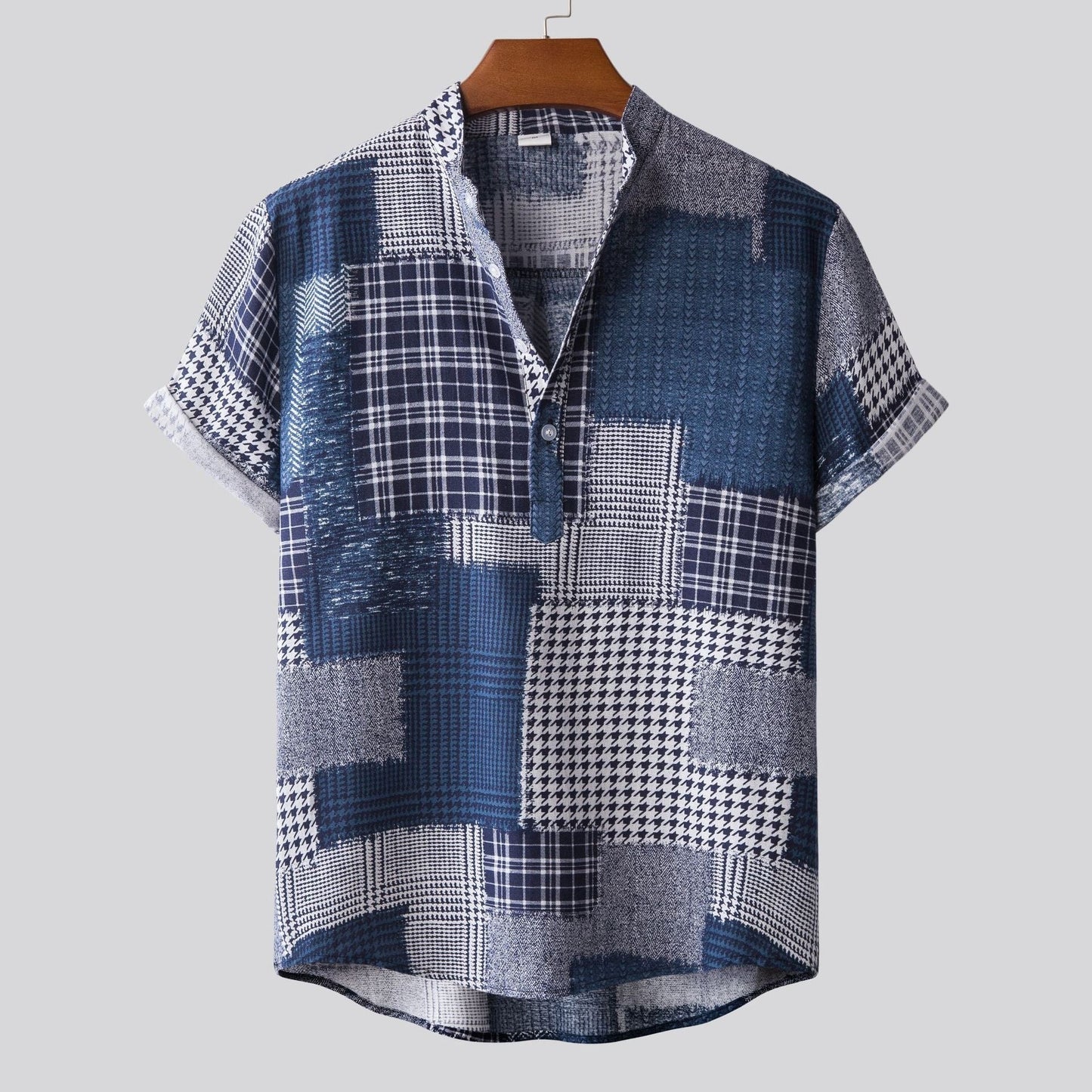 Camicia Estiva Uomo con Stampa di Bambù e Colletto a Revers – Vestibilità Aderente