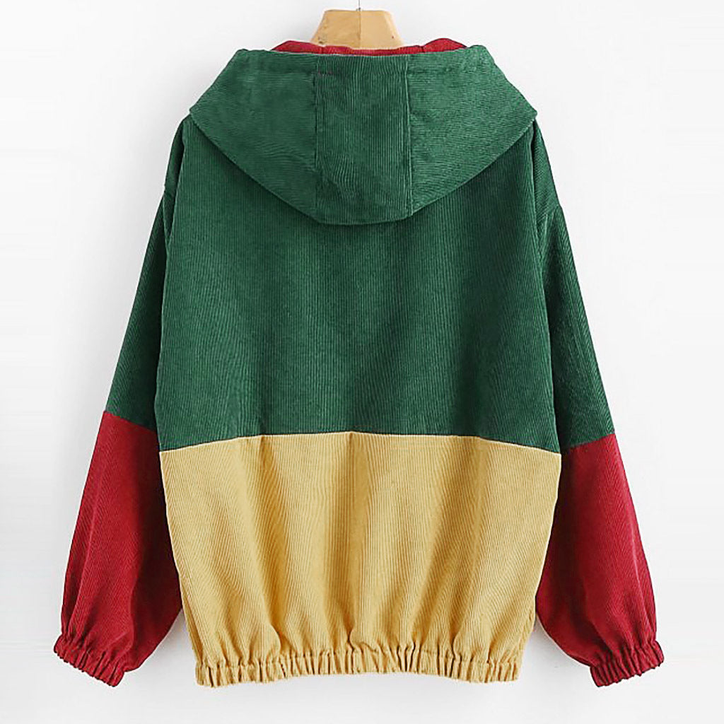Dame Colorblock Sweatshirt med Lynlåslomme
