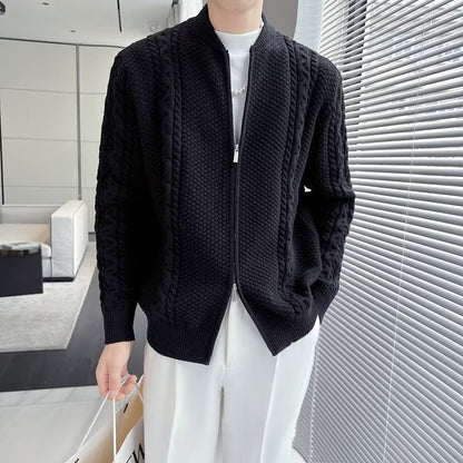 Men's Cardigan with Zip and Long Sleeves