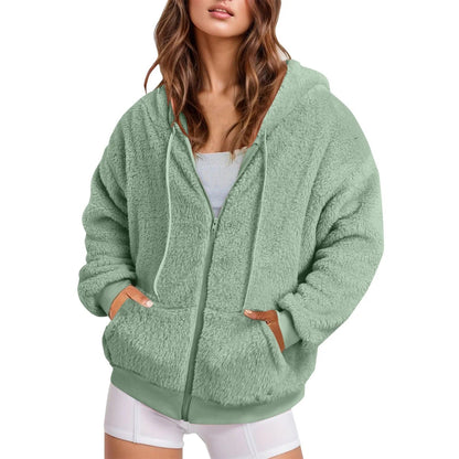 Sudadera larga otoñal para mujer con diseño de color liso