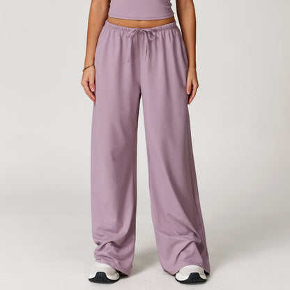 Wide Women's Pants with High Waist, Brushed Fabric, and Hanging Detail – Pants Style