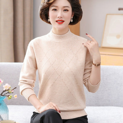 Maglione da Donna Pullover in Maglia Spessa con Collo Alto