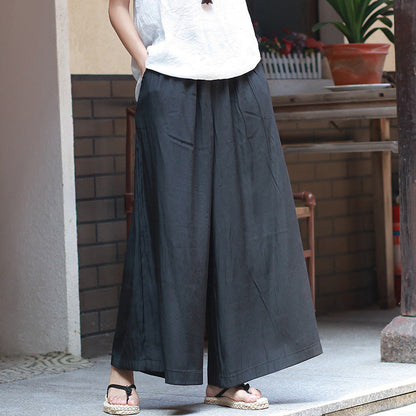 Women's Wide-Leg Pants with Loose Fit – Solid Color