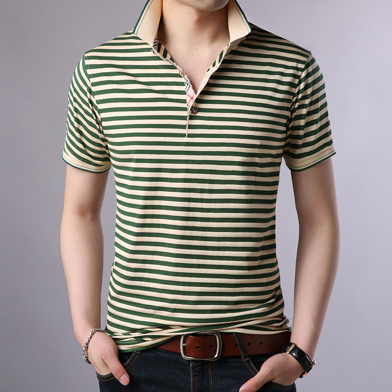Polo Uomo Estiva a Maniche Corte con Stampa Geometrica No-Stiro – Cotton Blend