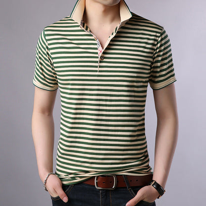 Polo Uomo Estiva a Maniche Corte con Stampa Geometrica No-Stiro – Cotton Blend