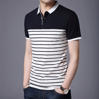 Polo Uomo Estiva a Maniche Corte con Stampa Geometrica No-Stiro – Cotton Blend