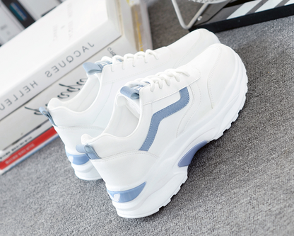 Zapatillas de mujer con cordones, punta redonda, suela plana