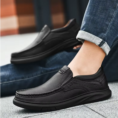 Mokkasiner til mænd med lædereffekt, slip-on-design og rund tå
