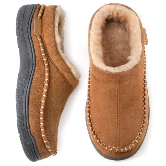 Men's Winter Slip-On Moccasins Wide Toe Non-Slip Plush Lined – Warm Shoes